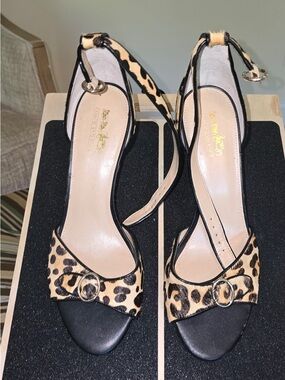 Coach Leopard Print Ankle-Strap Heels - Black & Tan